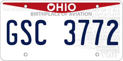 OH license plate GSC3772