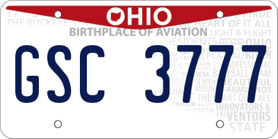 OH license plate GSC3777