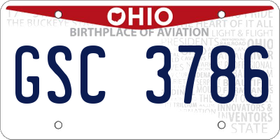 OH license plate GSC3786