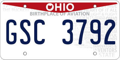 OH license plate GSC3792