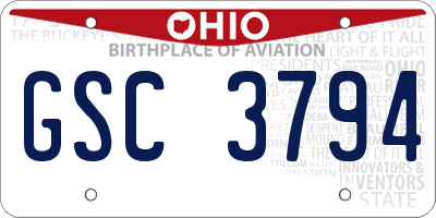 OH license plate GSC3794