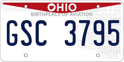 OH license plate GSC3795
