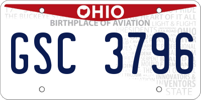 OH license plate GSC3796