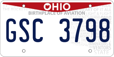 OH license plate GSC3798