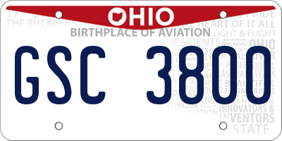 OH license plate GSC3800