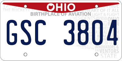 OH license plate GSC3804