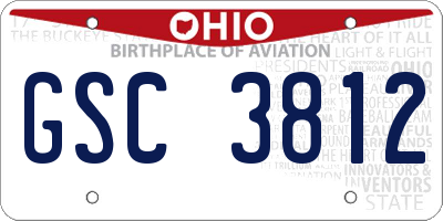 OH license plate GSC3812