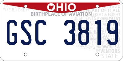 OH license plate GSC3819