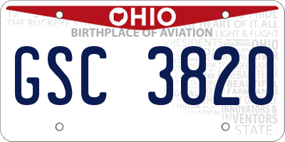 OH license plate GSC3820