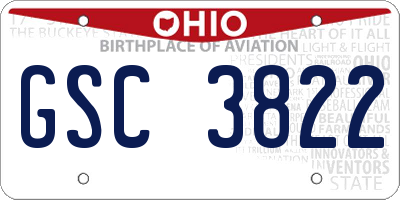 OH license plate GSC3822