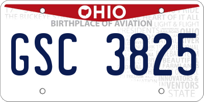 OH license plate GSC3825