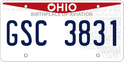 OH license plate GSC3831
