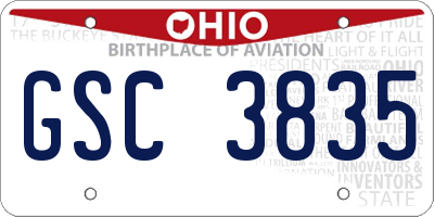 OH license plate GSC3835