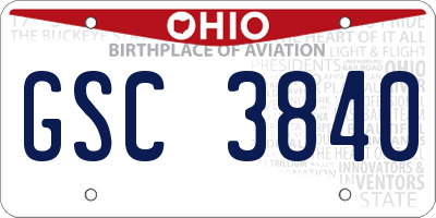 OH license plate GSC3840