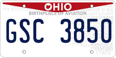 OH license plate GSC3850