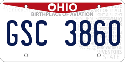 OH license plate GSC3860