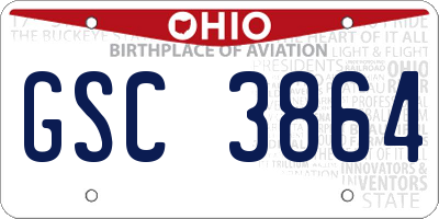 OH license plate GSC3864