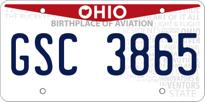 OH license plate GSC3865