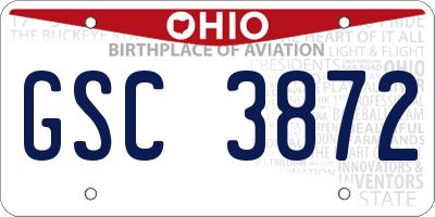 OH license plate GSC3872