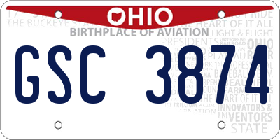 OH license plate GSC3874