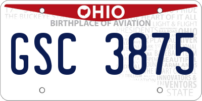 OH license plate GSC3875