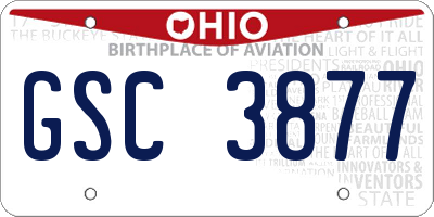 OH license plate GSC3877