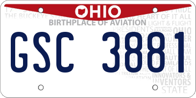 OH license plate GSC3881