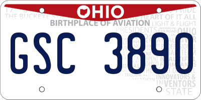 OH license plate GSC3890