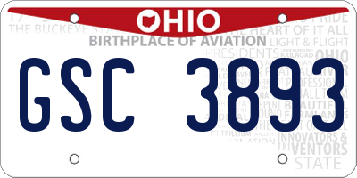 OH license plate GSC3893