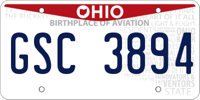 OH license plate GSC3894