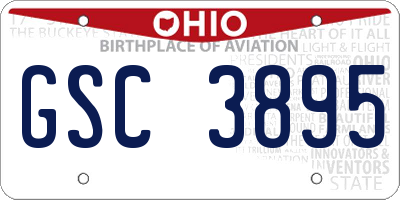 OH license plate GSC3895