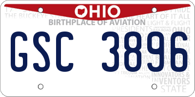 OH license plate GSC3896