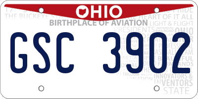 OH license plate GSC3902