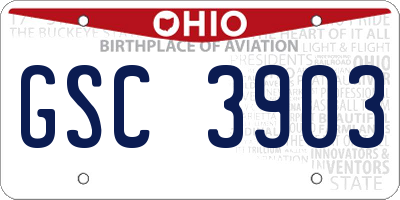 OH license plate GSC3903