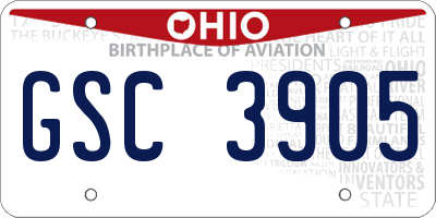 OH license plate GSC3905