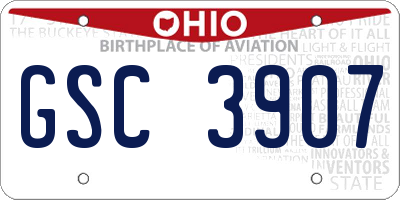 OH license plate GSC3907