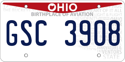OH license plate GSC3908