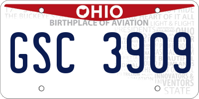 OH license plate GSC3909