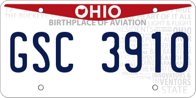 OH license plate GSC3910