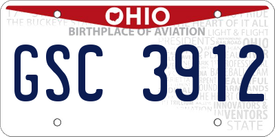 OH license plate GSC3912