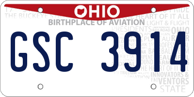 OH license plate GSC3914