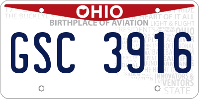 OH license plate GSC3916