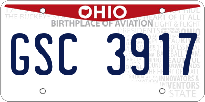 OH license plate GSC3917