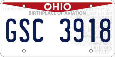 OH license plate GSC3918