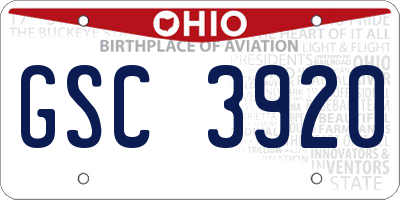 OH license plate GSC3920