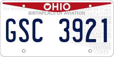 OH license plate GSC3921