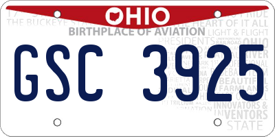 OH license plate GSC3925