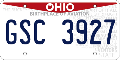 OH license plate GSC3927