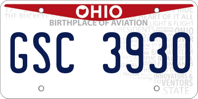 OH license plate GSC3930