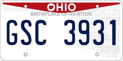 OH license plate GSC3931